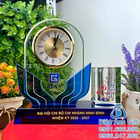 bộ để bàn đồng hồ pha lê